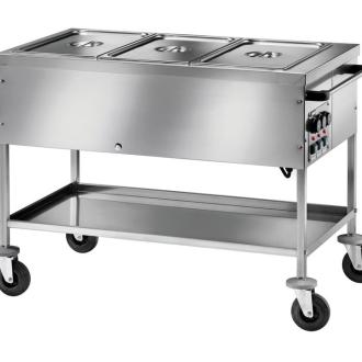 Chariot bain marie à eau, 3 cuves GN1 1